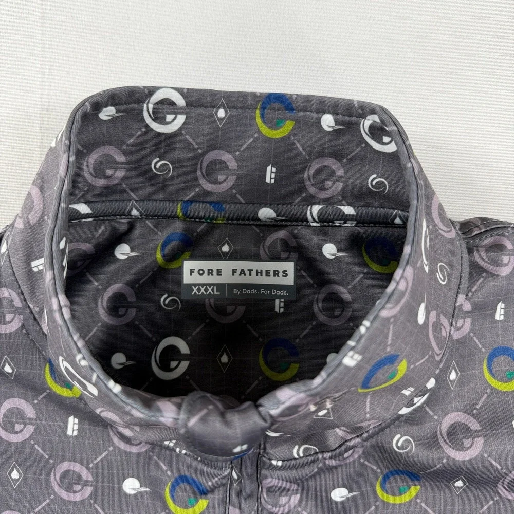 Fore Fathers Quarter Zip Pullover Golf Shirt Geometric Print Mens XXXL